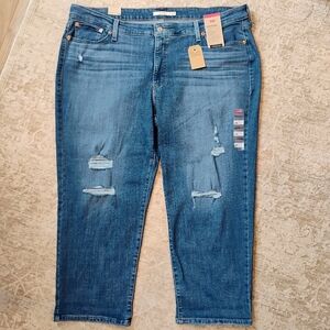 NWT 24W Levi's Boyfriend Hypersoft Distressed Medium Wash Denim Blue Jeans NEW